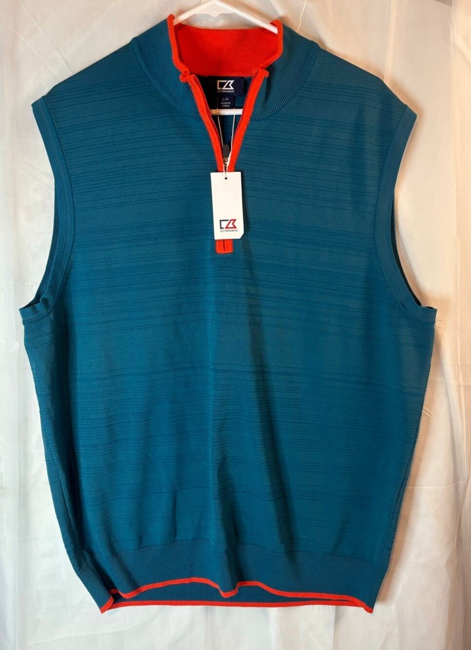 Cutter And Buck Orange Blue Vest Size Large NWT